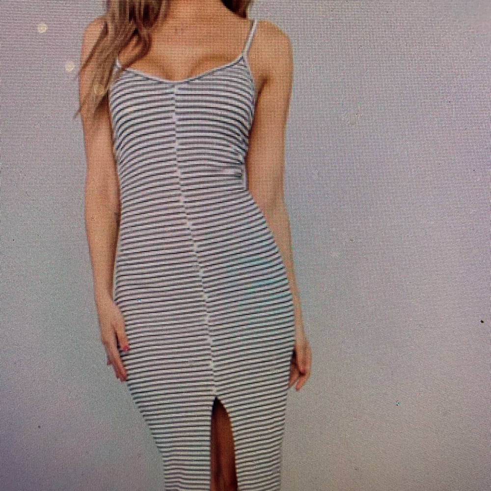 Black and white striped dress
